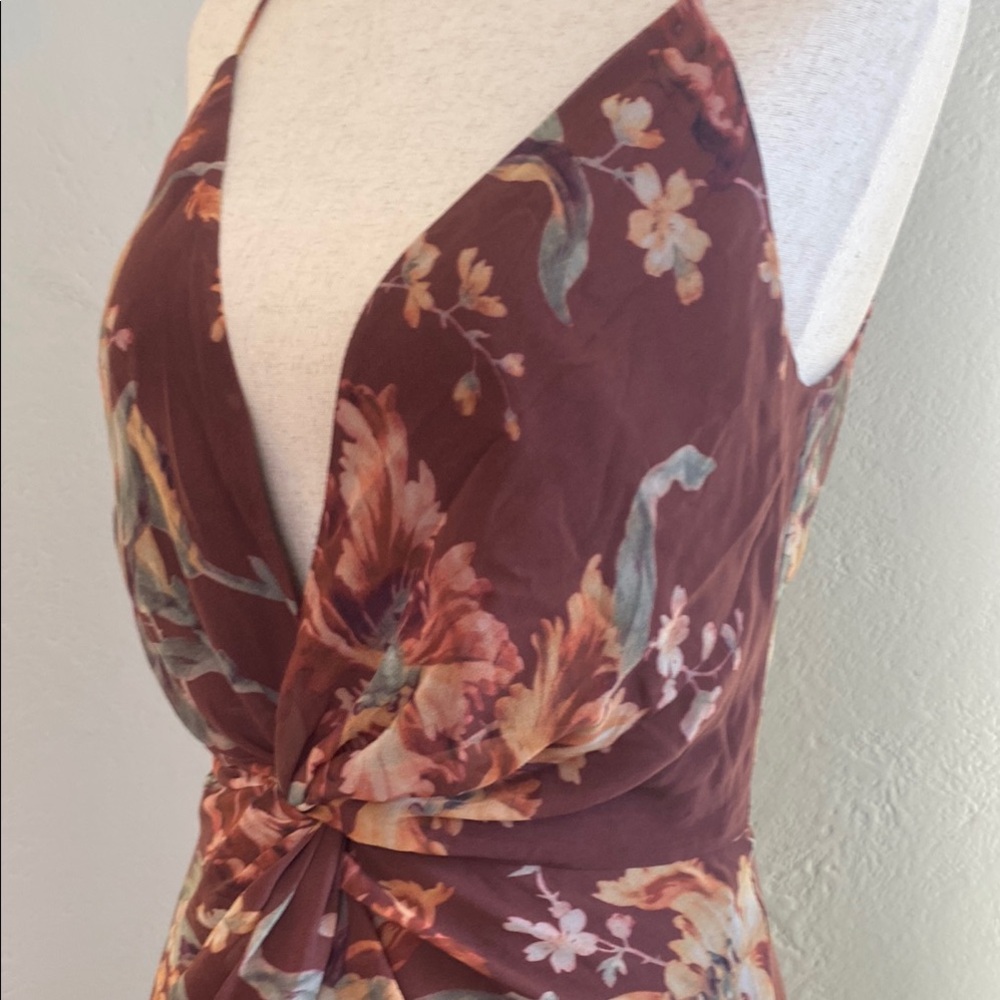 Keepsake the Label Floral Spaghetti Strap Midi Dress- Brown- Women Sz S - Picture 5 of 9